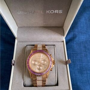 Michael Kors Gold Watch with Purple Trim